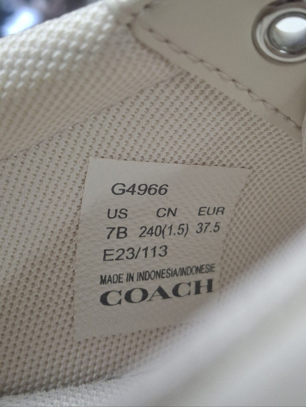 Coach Clip Leather Low-Top Lace-Up Sneakers Chalk Khaki Women Size 7 - Picture 3 of 16